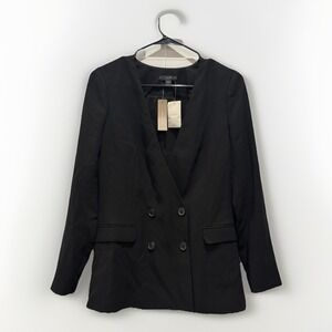 NEW J.Crew French Girl Double Breasted Blazer‎ Black - Size 0 Dark Academia Work